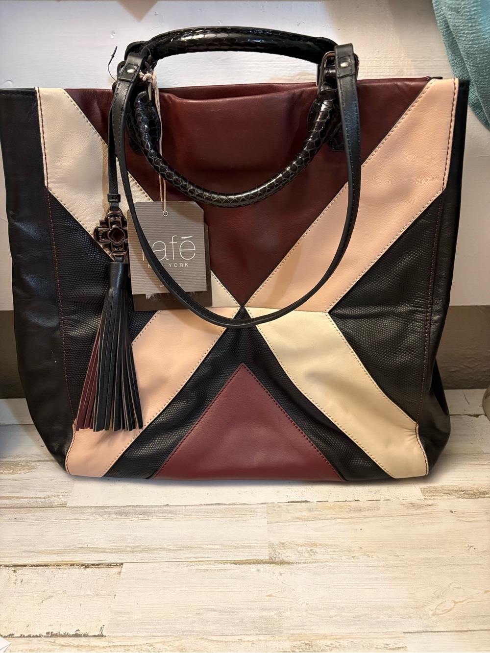 Rafe New York Women’s Geometric Colorblock Shoulder Bag - Black, Burgundy, Blush
